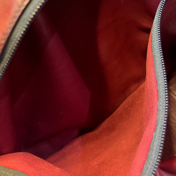 LOEWE Amazona Burgundy Suede Leather Satchel Handbag Bag - Picture 7 of 17